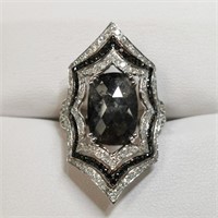 Certified 14K Black Diamond(3.65ct) White Diamond