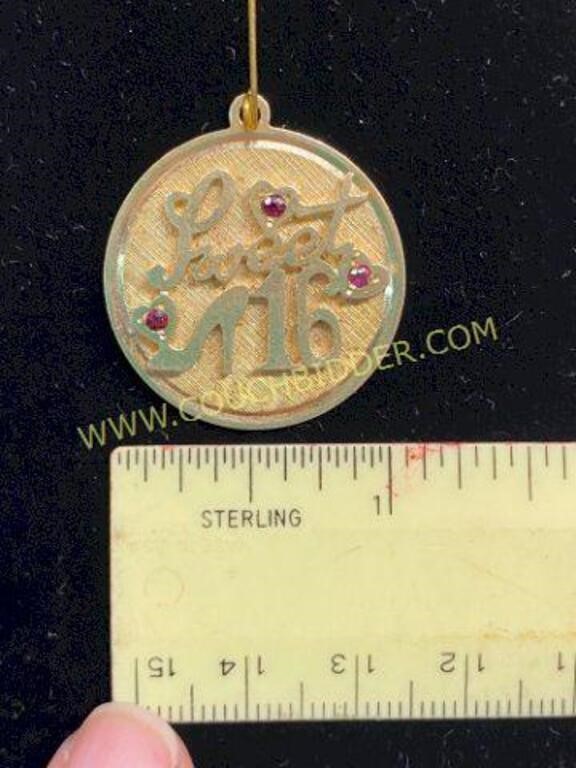 Sweet 16 14K Gold Stamped Charm