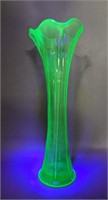 Vintage Green Uranium Glass Vase