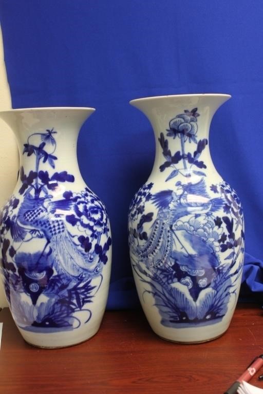 A Pair of Blue and White Chinese Vases