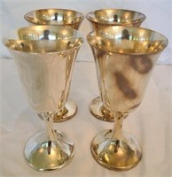 Set of 4 Gorham solid Sterling Silver wine glasses