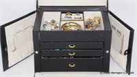 Black Letherette Jewellery Case& Costume Jewellery