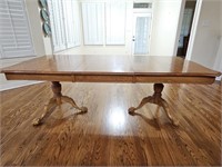 Double Pedestal Claw Foot Wooden Dining Table