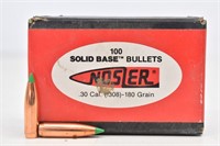 64 Nosler Solid Base Bullets Boat Tail 30cal/180Gr