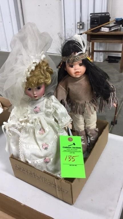Porcelain dolls, wedding day, and Native American