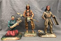 Dee Flagg, (3) Western Wood Carving Figures