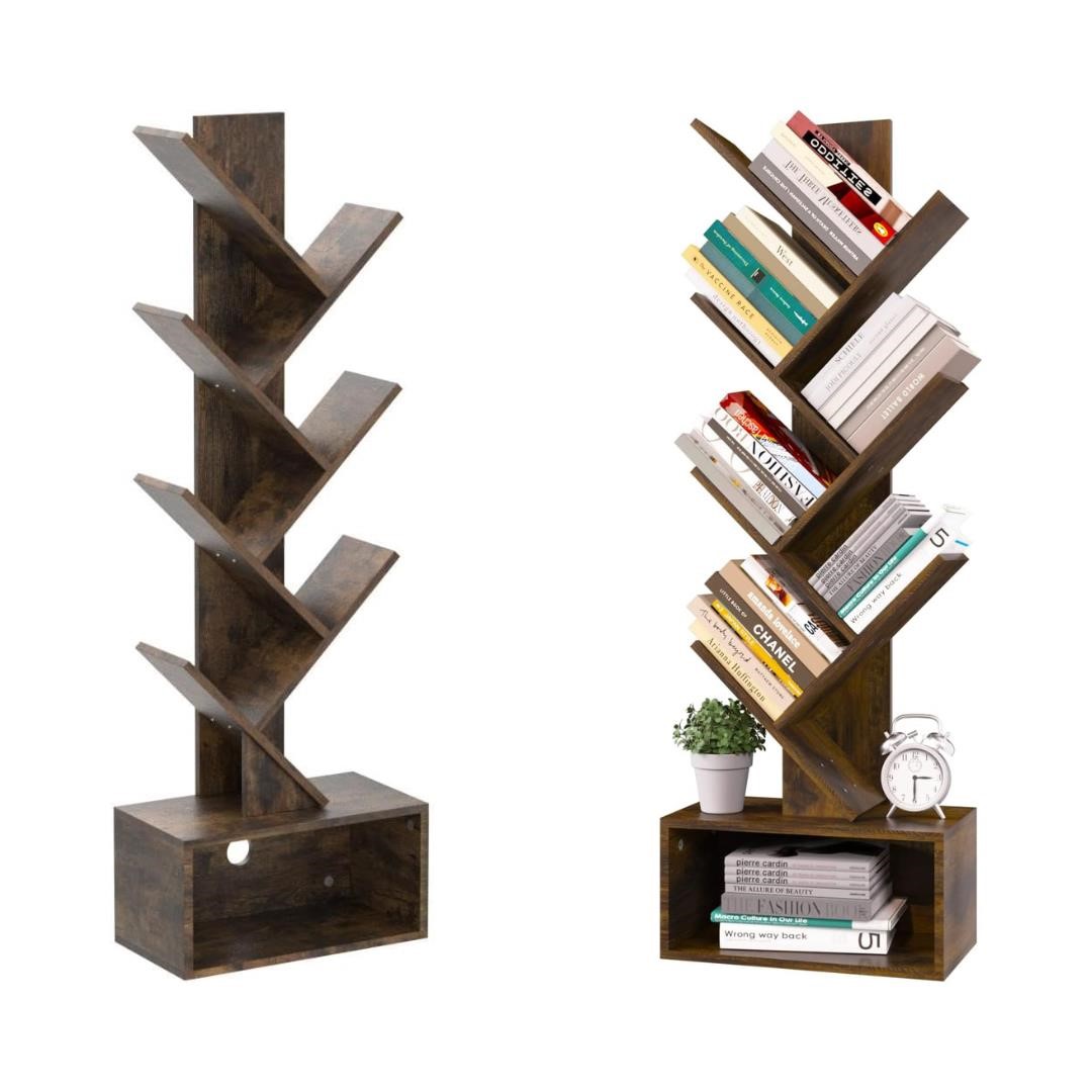 Yoobure 6-Shelf Retro Tree Bookshelf - Brown