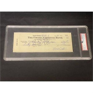 Babe Ruth Signed Check Psa Dna Authentic