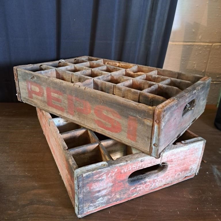 (2) Two Wood Soda Bottle Crates