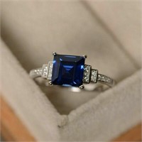 Blue Silver Plated Ring