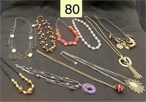 Necklace Lot with Purple Pendant