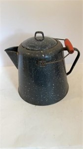 Vintage Enamelware Blue Speckled Coffee Pot