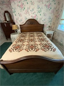Antique Walnut Carved Bed