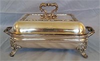 Silver plated serving tray with lid