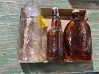 Vintage Planters peanut jar, and liquor bottles