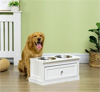 $70 Large Elevated Dog Bowls with Storage Drawer