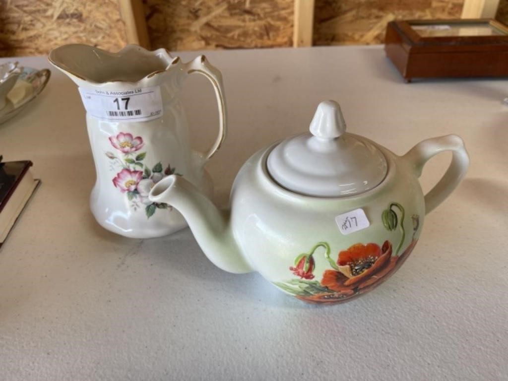 Decorated Tea Pot and Pitcher