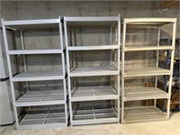 3PC lot of plastic storage shelves.