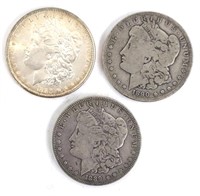 1889-O, 1889, & 1890-O Morgan Silver Dollars