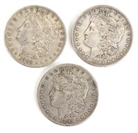 1890-O, 1899-S, & 1900-O Morgan Silver Dollars
