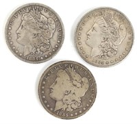 1884, 1884-S, & 1885 Morgan Silver Dollars
