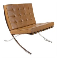 KNOLL BARCELONA CHAIR STAINLESS / TAN VOLO LEATHER