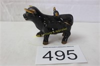 Vintage Black Ceramic Bull Figurine