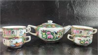 Vintage Small Unmarked Asian Teapot & Matching