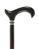 Ebony Wood Walking Stick Dress Cane Buffalo Horn D