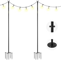 String Light Poles, 2 Pack, Height Adjustable