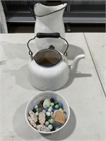 Marbels, Enamel Water Pitcher, Tea Pot
