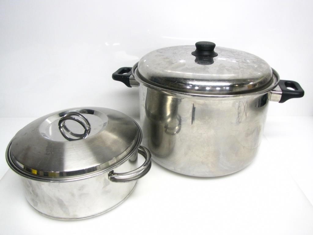 LARGE STAINLESS STEW POT & TRAMONTINA POT