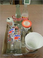 Pepsi Glass Pitcher, (2) Coke Bottles, Oil Lamp