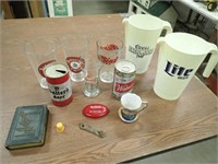 (4) Budweiser Glasses, Walters Collector Can,