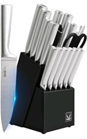 16 Pieces Kitchen Knife Set with Block, High Carbo