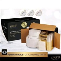 SparkSettings Disposable Plastic Dinnerware Set 35