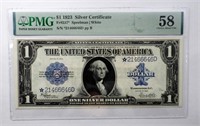 1923 $1 SILVER CERTIFICATE PMG 58 CHOICE ABOUT UNC