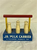 Vintage Wooden Jr. Milk Carrier w/ 5 Bottles