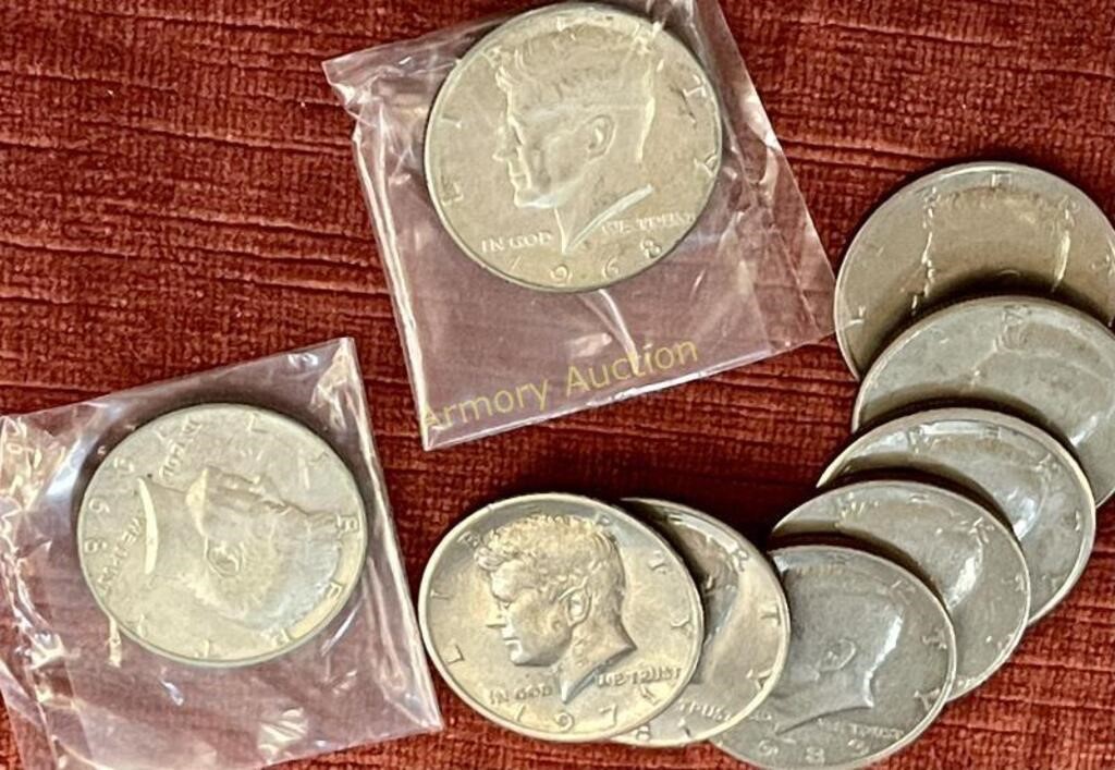 ASSORTED KENNEDY 50 CENT PIECES