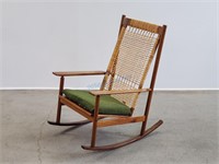 Hans Olsen Dux 532A Teak & Cane Rocking Chair