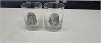 2 golf themed rocks glasses with pewter
