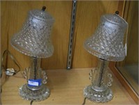 Pair of Vtg Glass Boudoir Lamps