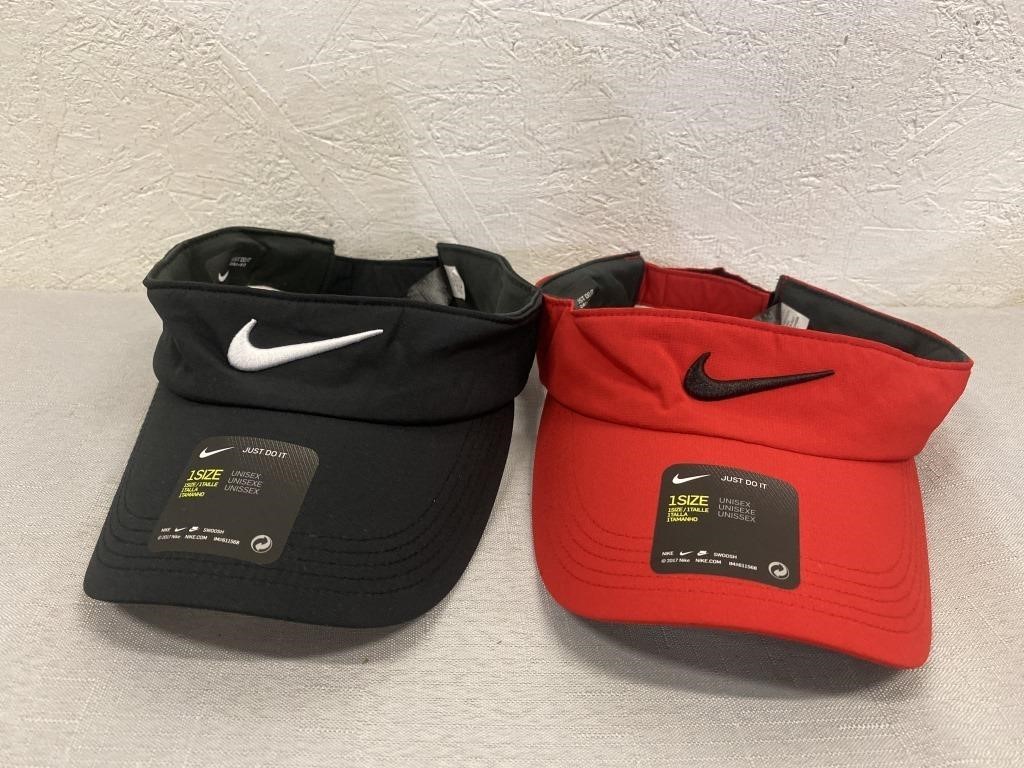 2 NWT Nike Visors Velcro Backs