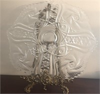 Cut Glass Platter & Stand