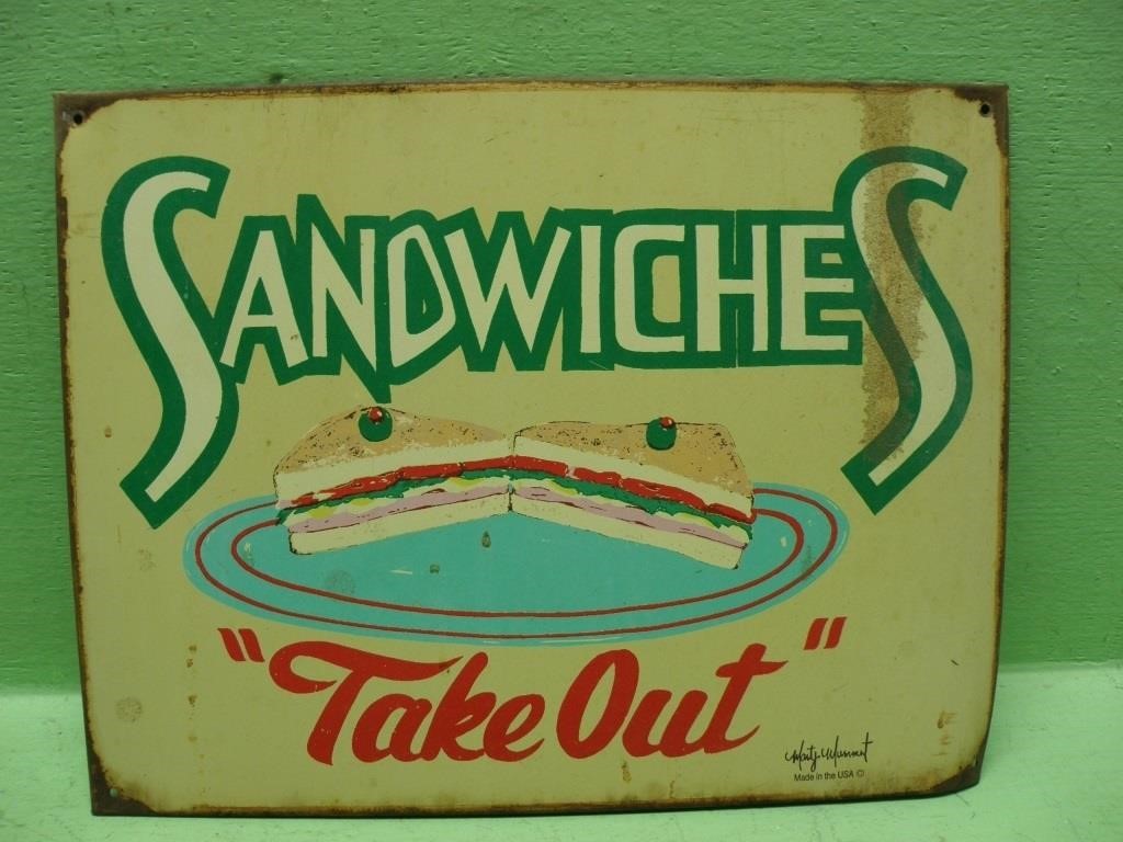 15 X 11.5 Take Out Sandwiches Metal Sign