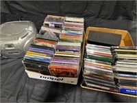 Assorted music CDs, cassettes and player
