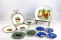 Flat of Hand Painted China and Glass Plates and