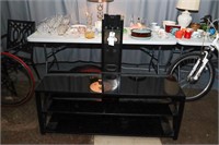 Black Entertainment Center with Metal Frame and