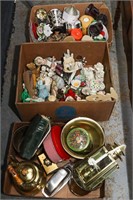 3 Boxes of Tins, Brass, Bunnies, Candles and Home