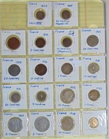 38 French Coins (8 Silver) 1907-1950. Nice Variety